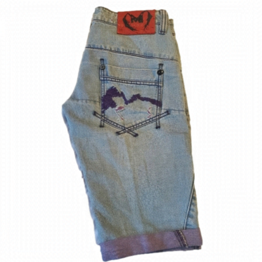 Light Blue Women’s Denim Jean Shorts with Purple Accent